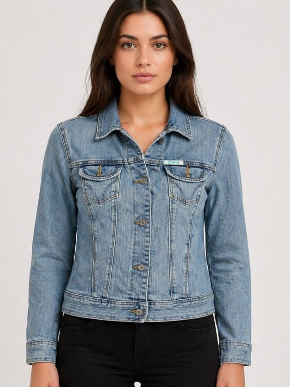 Hollister Co Y2K Vintage Denim Trucker Jacket Rainbow Tag Size Large